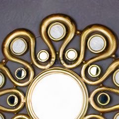 Gold Metal Yuvarlak Ayna Duvar Dekoru