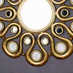 Gold Metal Yuvarlak Ayna Duvar Dekoru