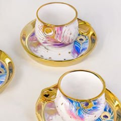 Gold Detaylı Modern Desenli 6 Kişilik Kahve Fincan Takımı