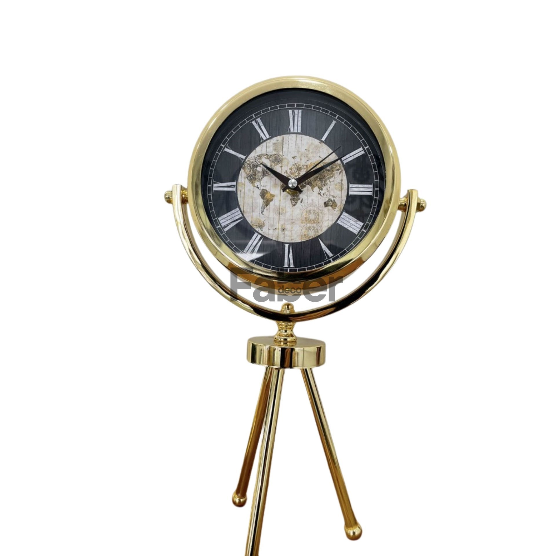 Gold Tripod Ayaklı Dekoratif Masa Saati