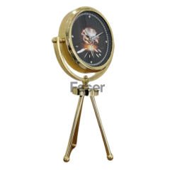 Elmas Temalı Gold Tripod Ayaklı Masa Saati