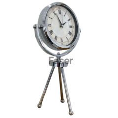 Gümüş Tripod Ayaklı Masa Saati