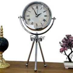 Gümüş Tripod Ayaklı Masa Saati