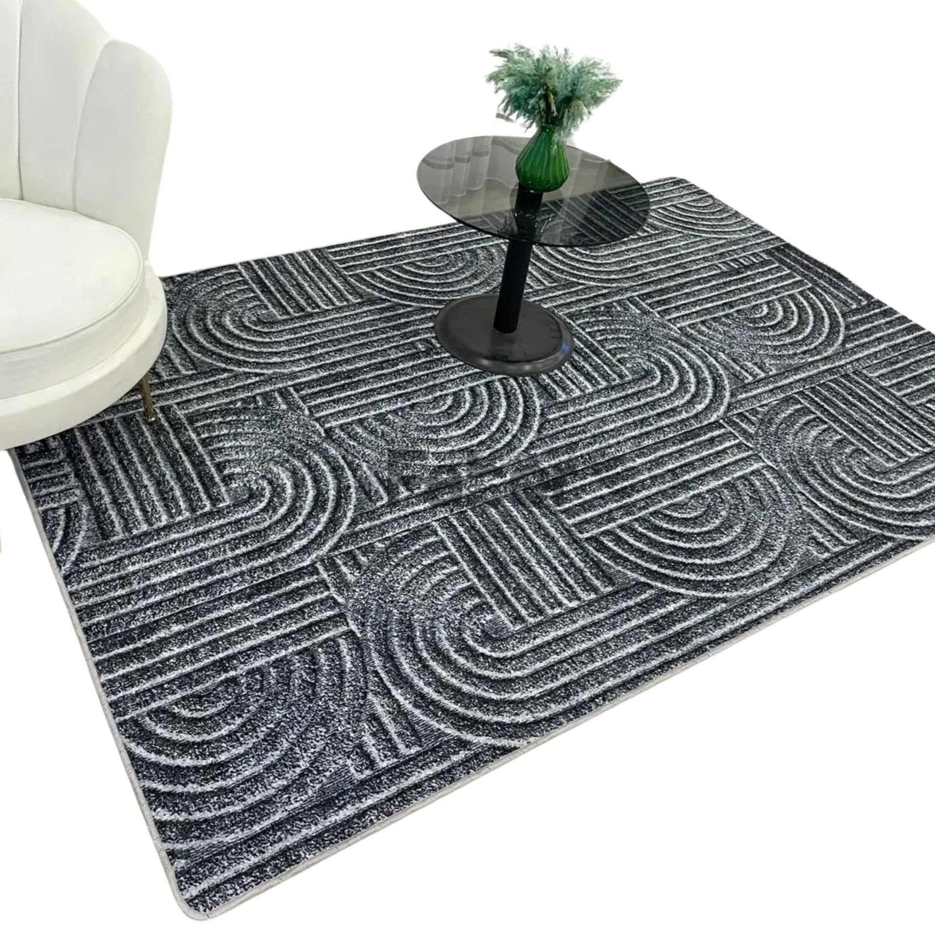 Geometrik Desenli Gri Modern Halı