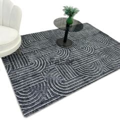 Geometrik Desenli Gri Modern Halı