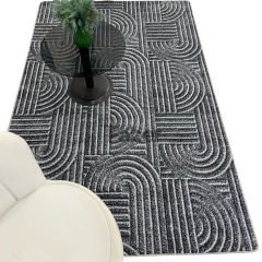 Geometrik Desenli Gri Modern Halı