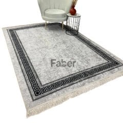 Gri Desenli Püsküllü Modern Halı