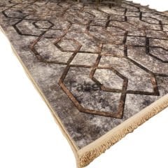 Geometrik Desenli Püsküllü Kahverengi Modern Halı