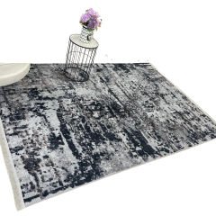 Gri Siyah Soyut Desenli Modern Halı