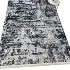 Gri Siyah Soyut Desenli Modern Halı