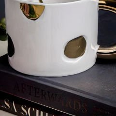 Gold Detaylı Altın Kulplu Beyaz Seramik Mug Kupa