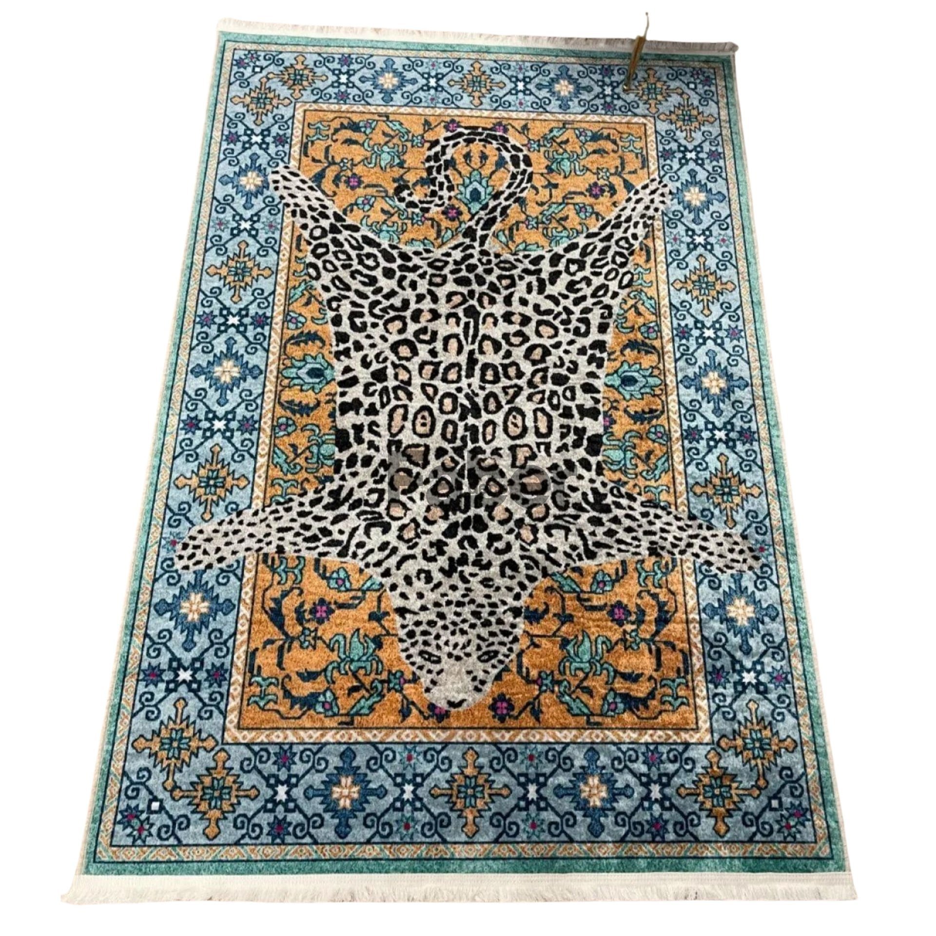 Leopar Desenli Mavi Modern Halı