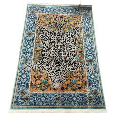 Leopar Desenli Mavi Modern Halı