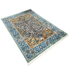 Leopar Desenli Mavi Modern Halı