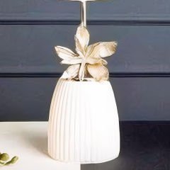 Altın Detaylı Gold Çiçek Motifli Cam Mumluk