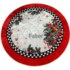Yılbaşı Süslemeli Yuvarlak Modern Halı
