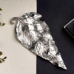 Gümüş Yaprak Motifli Metalik Dekoratif Obje
