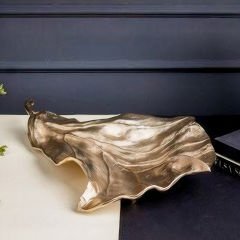 Mat Gold Yaprak Motifli Dekoratif Obje