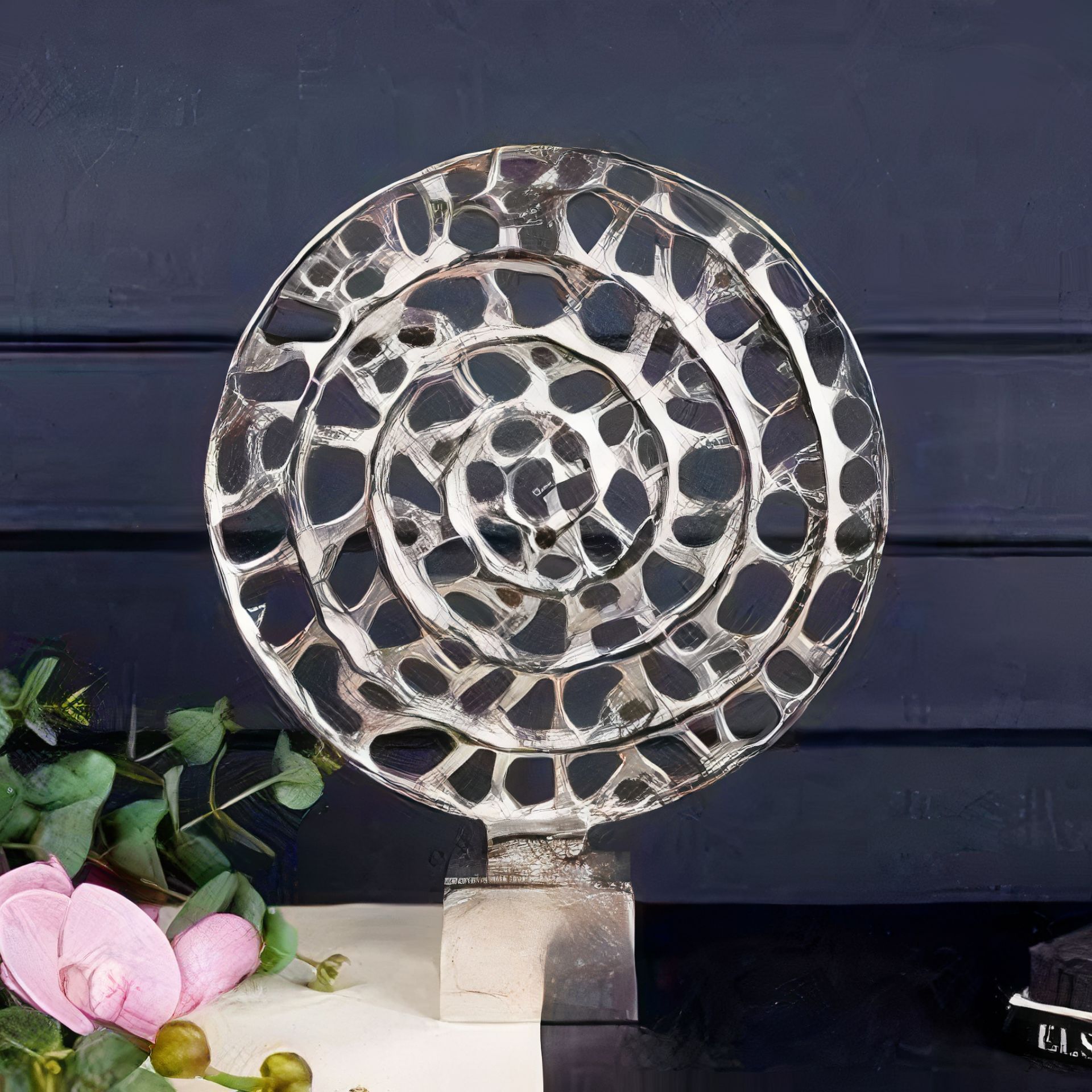 Gümüş Metal Spiral Motifli Dekoratif Obje