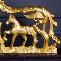 Gold At ve Tay Figürlü Dekoratif Obje