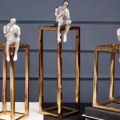 Gümüş İnsan Figürlü Gold Metal Büyük Dekoratif Obje