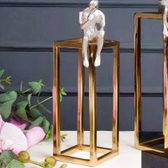Gümüş İnsan Figürlü Gold Metal Dekoratif Obje