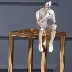 Gümüş İnsan Figürlü Gold Metal Küçük Dekoratif Obje