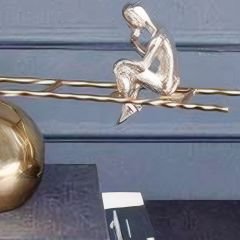 Gümüş İnsan Figürlü Gold Metal Denge Dekoratif Obje