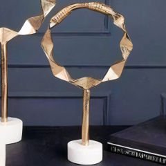 Gold Daire Motifli Metal Dekoratif Obje