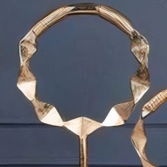 Gold Daire Motifli Metal Büyük Dekoratif Obje