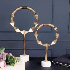 Gold Daire Motifli Metal Büyük Dekoratif Obje