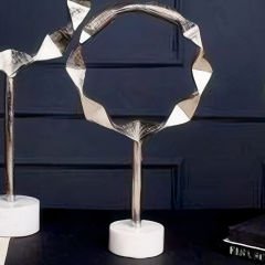 Gümüş Daire Motifli Metal Büyük Dekoratif Obje
