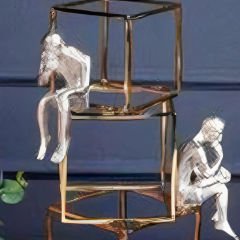 Gold Kare Tasarım Gümüş İnsan Figürlü Dekoratif Obje