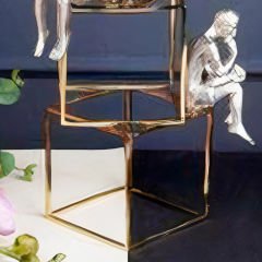 Gold Kare Tasarım Gümüş İnsan Figürlü Dekoratif Obje