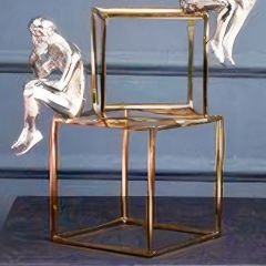 Gümüş İnsan Figürlü Gold Kare Tasarım Dekoratif Obje