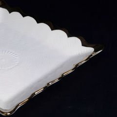 Gold Çerçeve Desenli Dekoratif Kare 6 Parça Yemek Tabağı