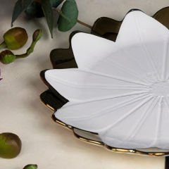 Gold Çerçeveli Kabartma Desenli Yuvarlak 6 Parça Yemek Tabağı