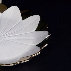 Gold Çerçeveli Kabartma Desenli Yuvarlak 6 Parça Yemek Tabağı