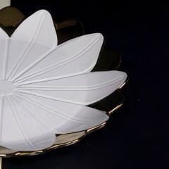 Gold Çerçeveli Kabartma Desenli Yuvarlak 6 Parça Servis Tabağı