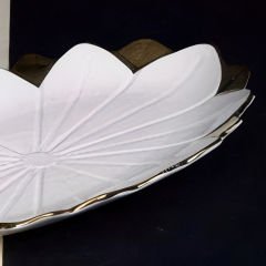 Gold Çerçeveli Desenli Oval 2 Parça Sunum Tabağı