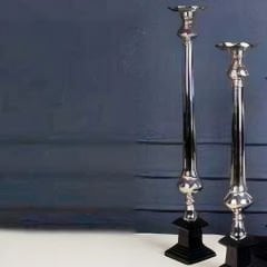 Gümüş Metal Ayaklı Dekoratif Büyük Şamdan