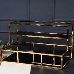 Gold Metal Raflı Makaron Dekoratif Obje