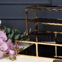 Gold Metal Raflı Makaron Dekoratif Obje