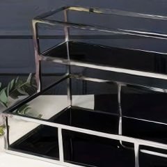 Gümüş Metal Raflı Makaron Dekoratif Obje