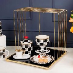 Gold Metal Kafes Sunumluk Dekoratif Obje