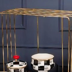 Gold Metal Kafes Sunumluk Dekoratif Obje