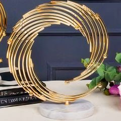 Mermer Tabanlı Gold Spiral Metal İkili Set Dekoratif Obje