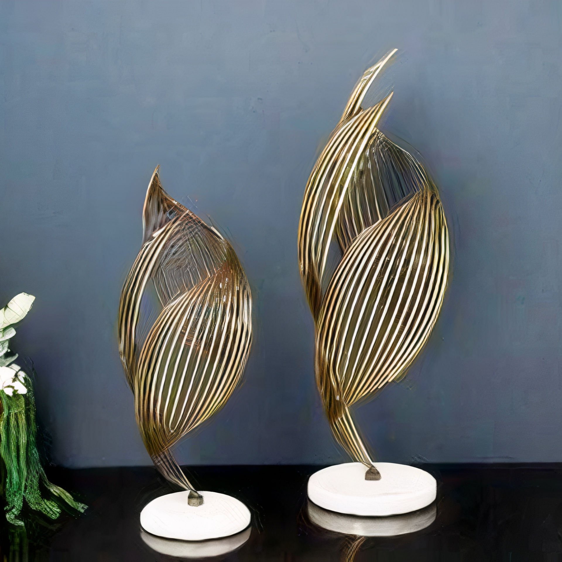 Gold Metal Spiral İkili Set Dekoratif Obje