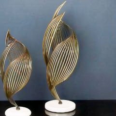 Gold Metal Spiral İkili Set Dekoratif Obje