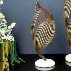 Gold Metal Spiral İkili Set Dekoratif Obje